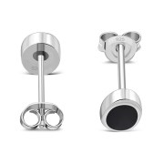 6pairs, Black Onyx Oval Silver Stud Earrings, e345